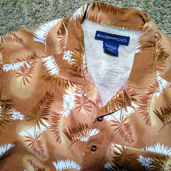 EXOFFICIO Travel Vented Fish Hawaiian Shirt Men's Size L - EUC - Picture 4 of 8